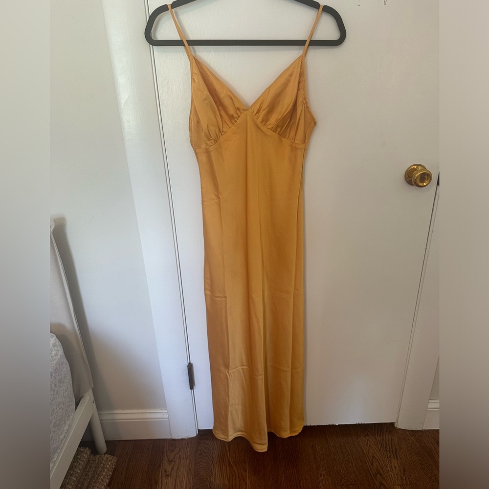 Orange midi slip dress